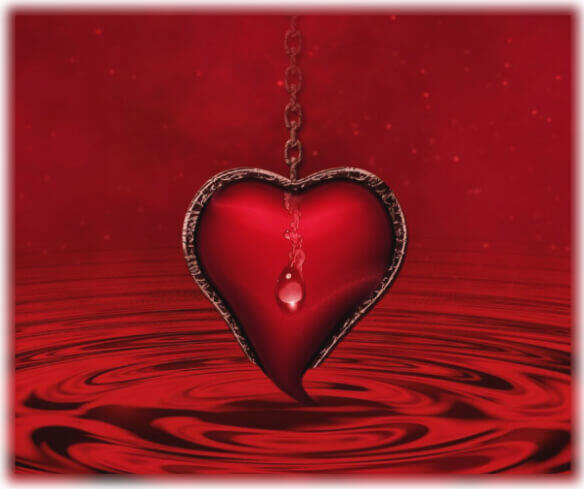Red heart image representing grievers journey and caretakers